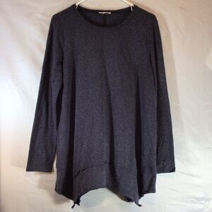 Easel Size Medium Gray Sharkbite Top Indie Lagenlook Minimal Soft Grunge Tunic